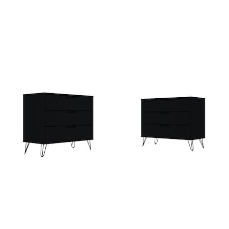 Manhattan Comfort Rockefeller Dresser in Black, PK2 2-103GMC2